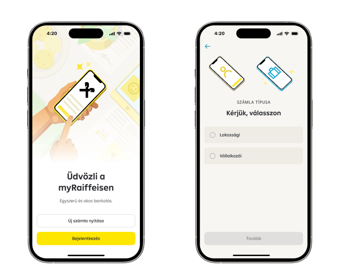 Vállalkozói mobilos számlanyitás 1. lépés