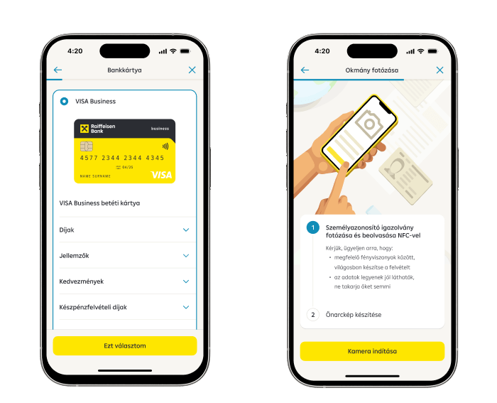 Vállalkozói mobilos számlanyitás 2. lépés
